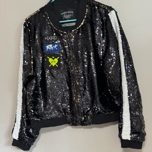 Hard Rock Cafe Black and Gold Sequin Jacket